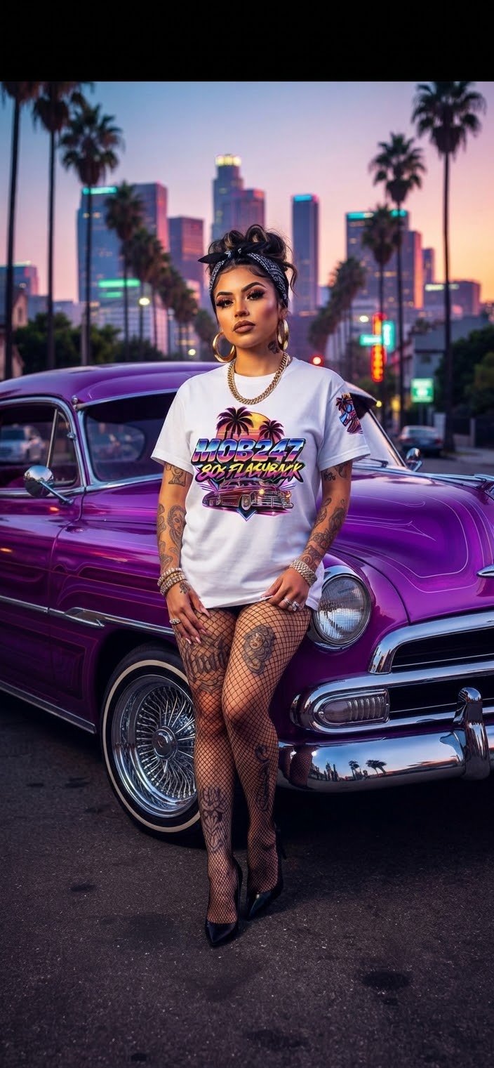 80s flashback Lowrider all over t-shirt - MOB 247 Lifestyle