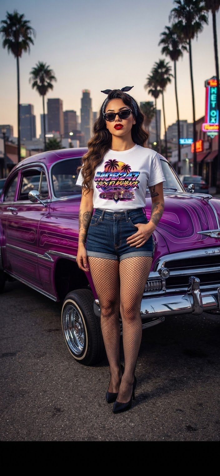 80s flashback Lowrider all over t-shirt - MOB 247 Lifestyle