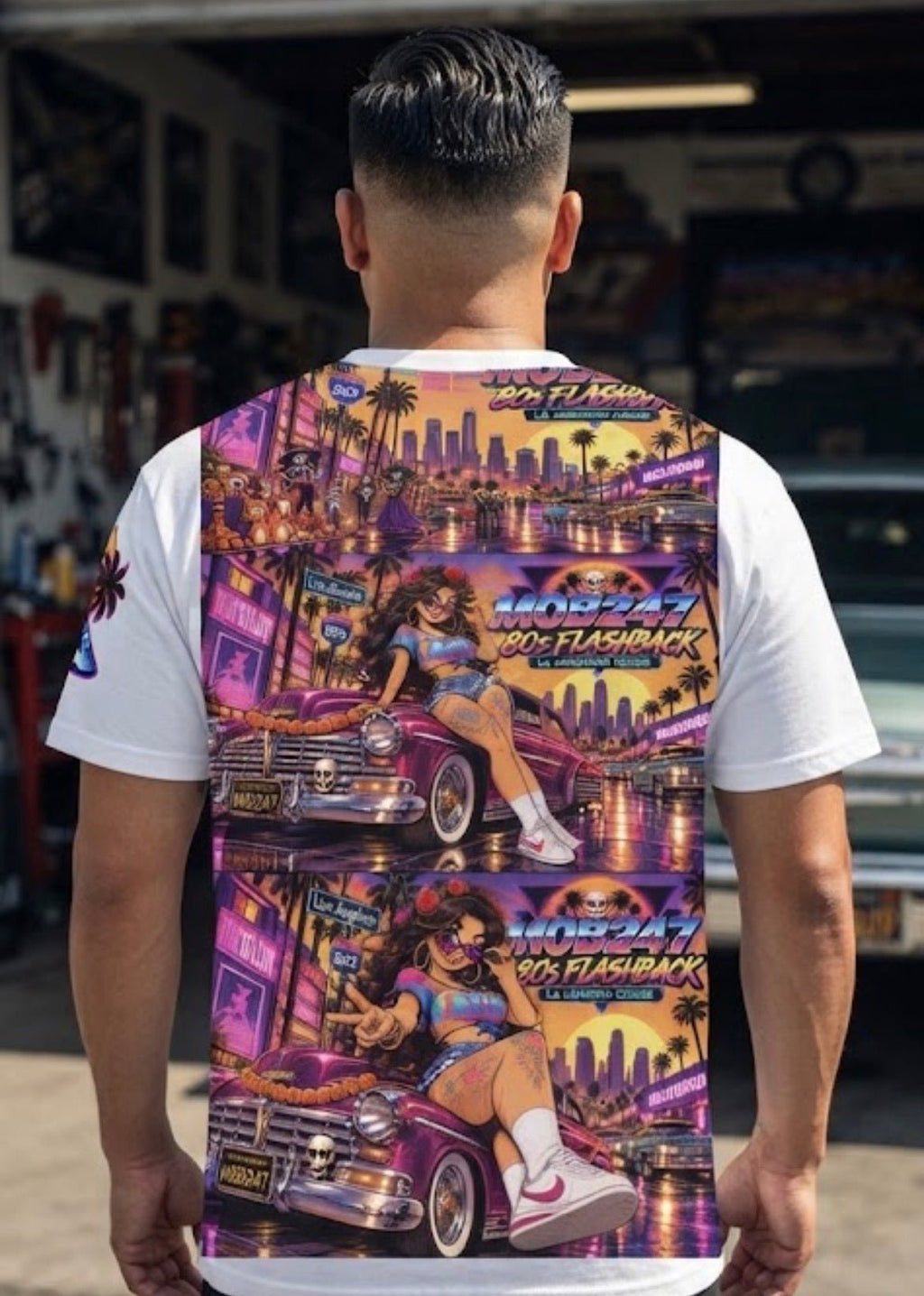 80s flashback Lowrider all over t-shirt - MOB 247 Lifestyle
