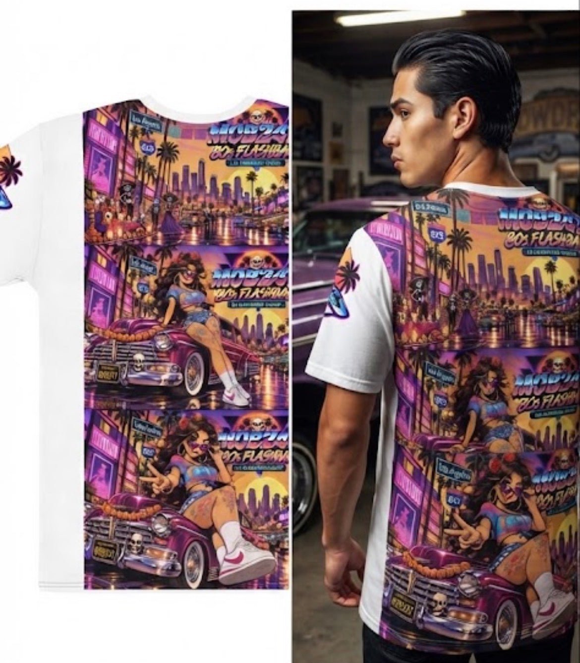 80s flashback Lowrider all over t-shirt - MOB 247 Lifestyle