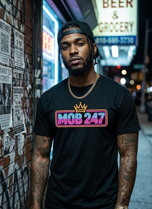 80’s MOB 247 Neon Pink classic tee - MOB 247 Lifestyle