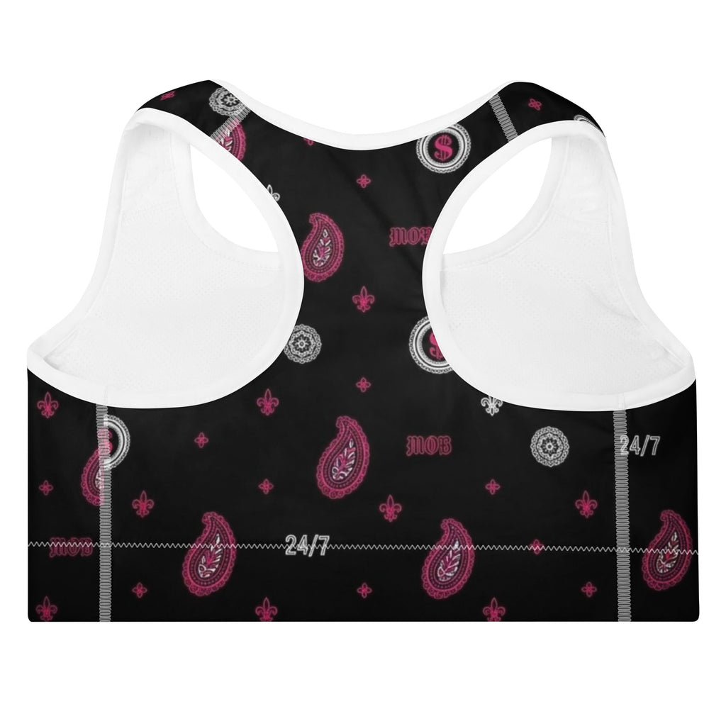 Black Bandana Padded Sports Bra - MOB 247 Lifestyle