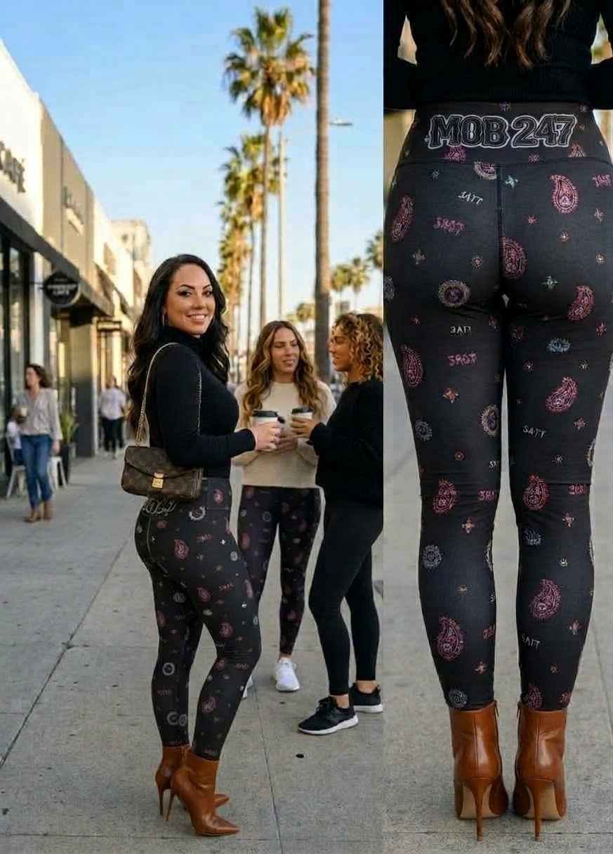 Black bandanna Yoga Leggings - MOB 247 Lifestyle