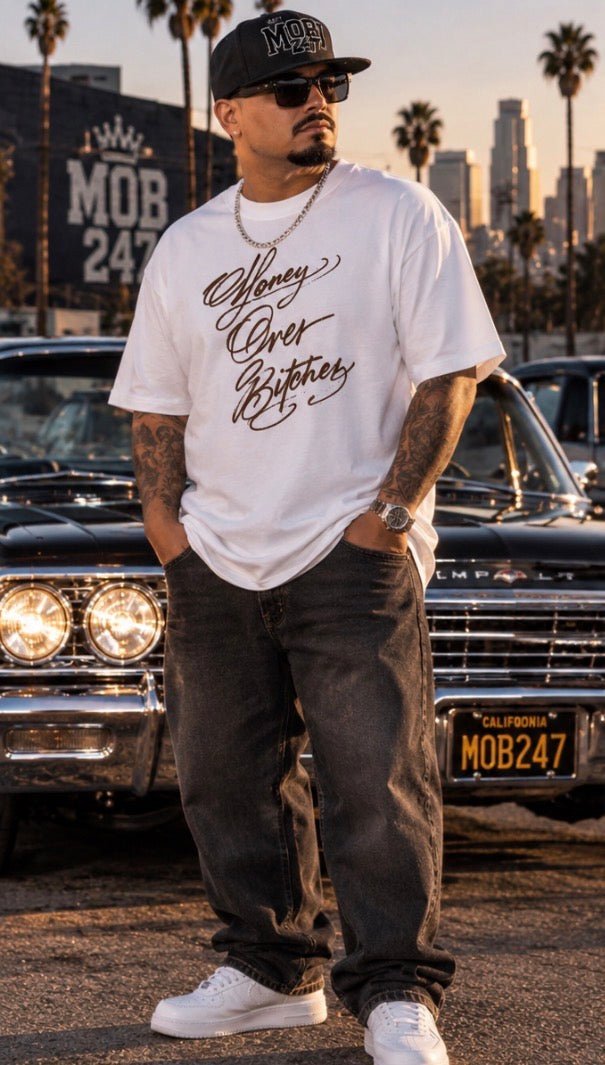 BROWN OG SCRIPT tee - MOB 247 Lifestyle