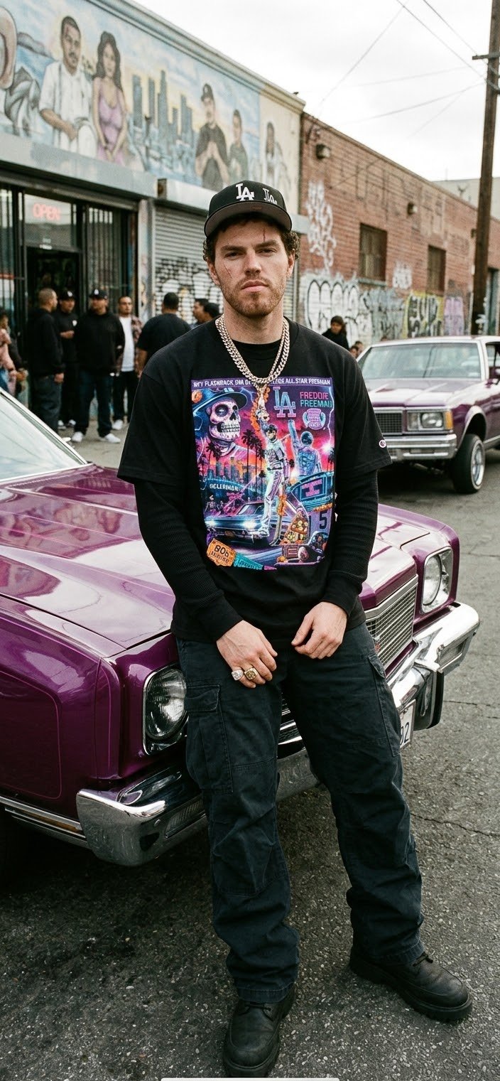 Freddie Freeman 80s Flashback Día de los Muertos Tee - MOB 247 Lifestyle