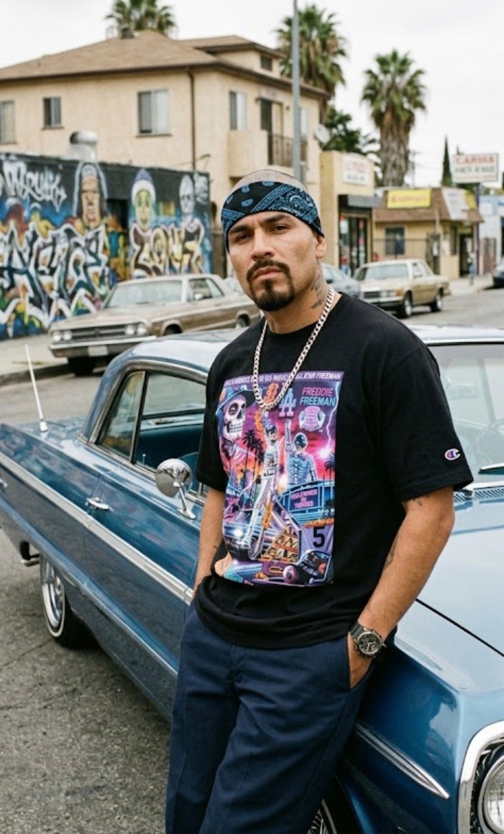 Freddie Freeman 80s Flashback Día de los Muertos Tee - MOB 247 Lifestyle