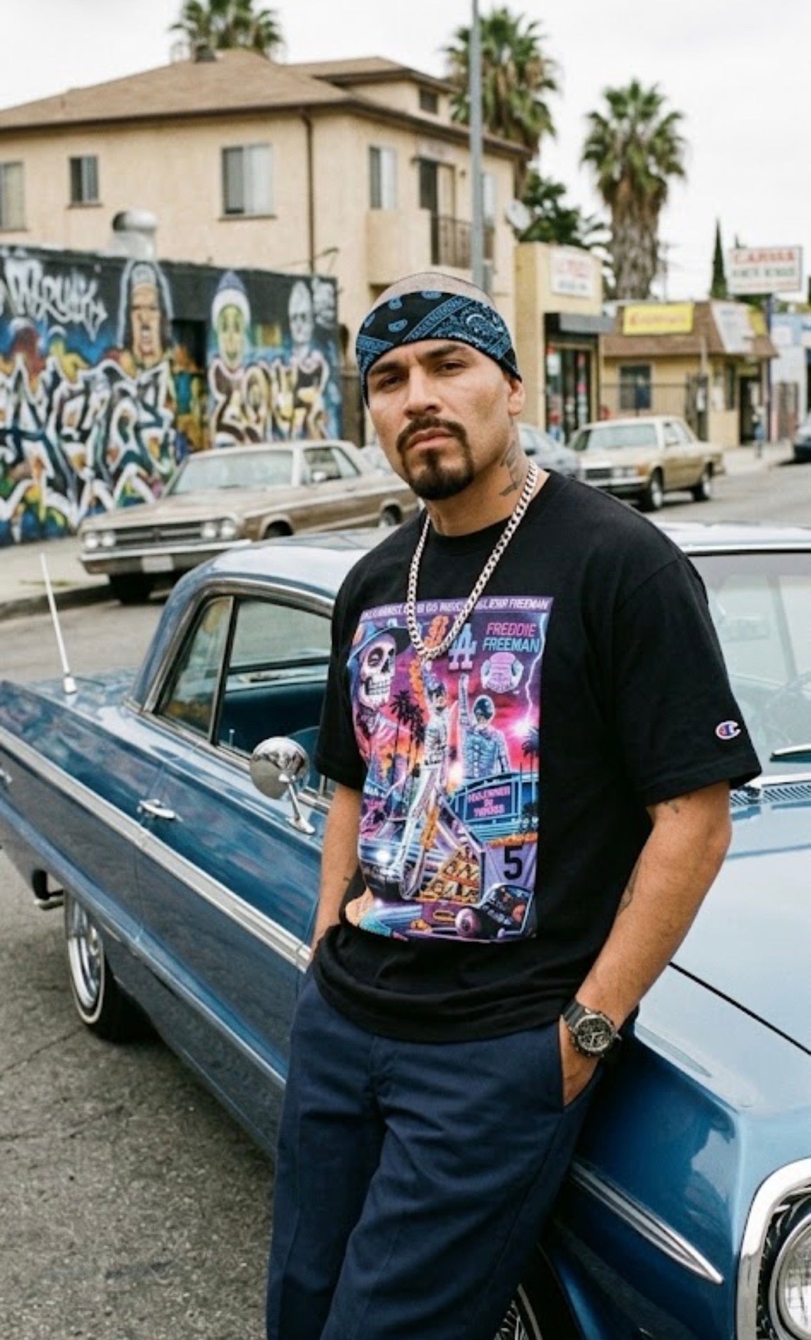 Freddie Freeman 80s Flashback Día de los Muertos Tee - MOB 247 Lifestyle