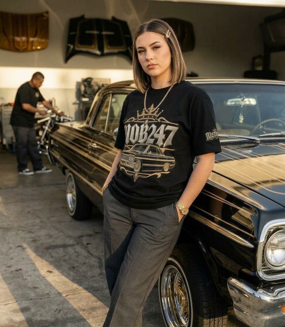 Gold Crown Lowrider Black Graphic Tee - MOB 247 Lifestyle