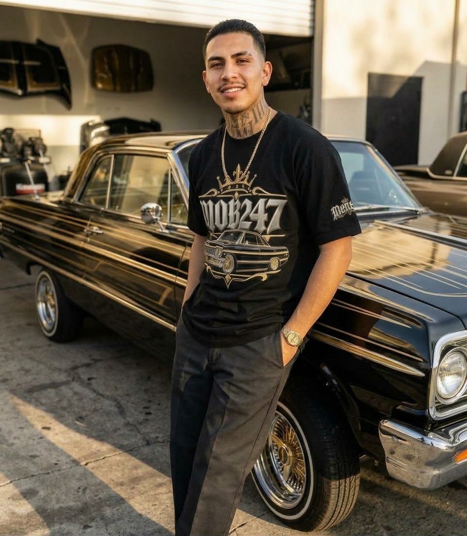 Gold Crown Lowrider Black Graphic Tee - MOB 247 Lifestyle