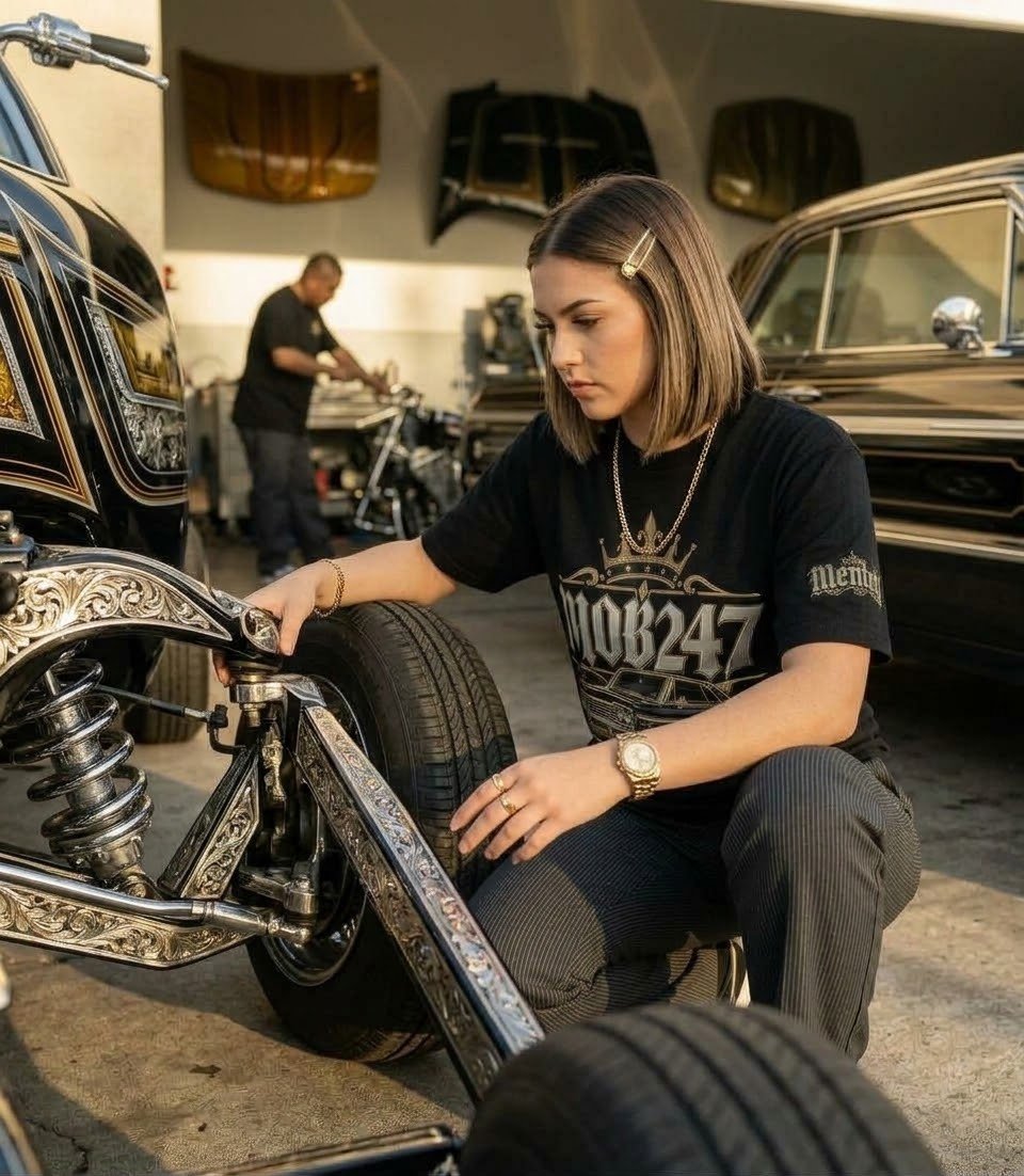 Gold Crown Lowrider Black Graphic Tee - MOB 247 Lifestyle