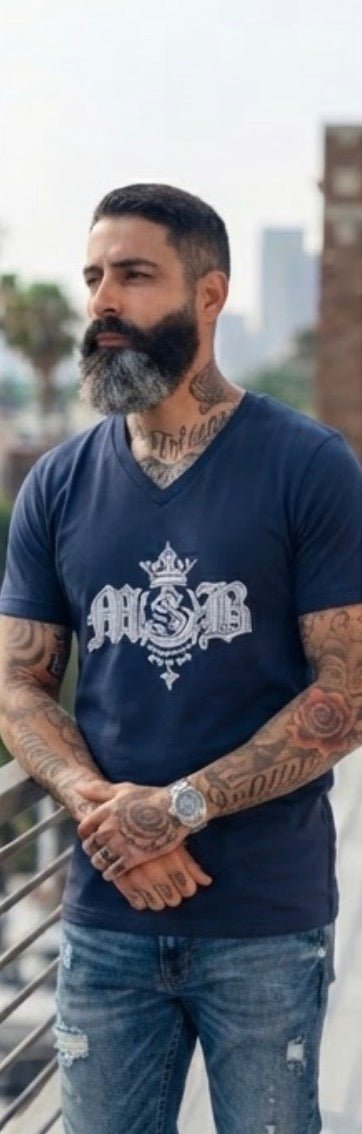 GREY OG LOGO Short Sleeve V-Neck - MOB 247 Lifestyle