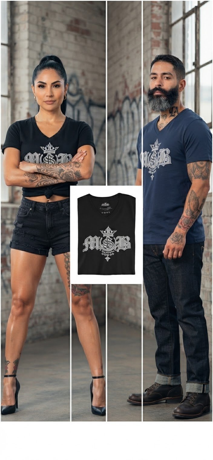 GREY OG LOGO Short Sleeve V-Neck - MOB 247 Lifestyle