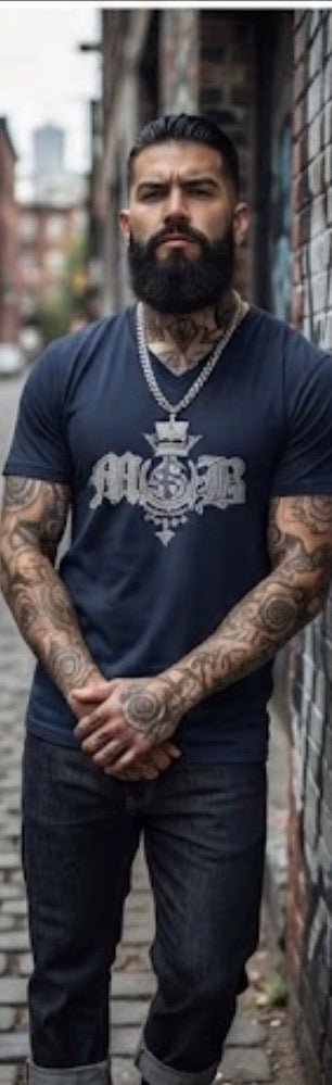 GREY OG LOGO Short Sleeve V-Neck - MOB 247 Lifestyle