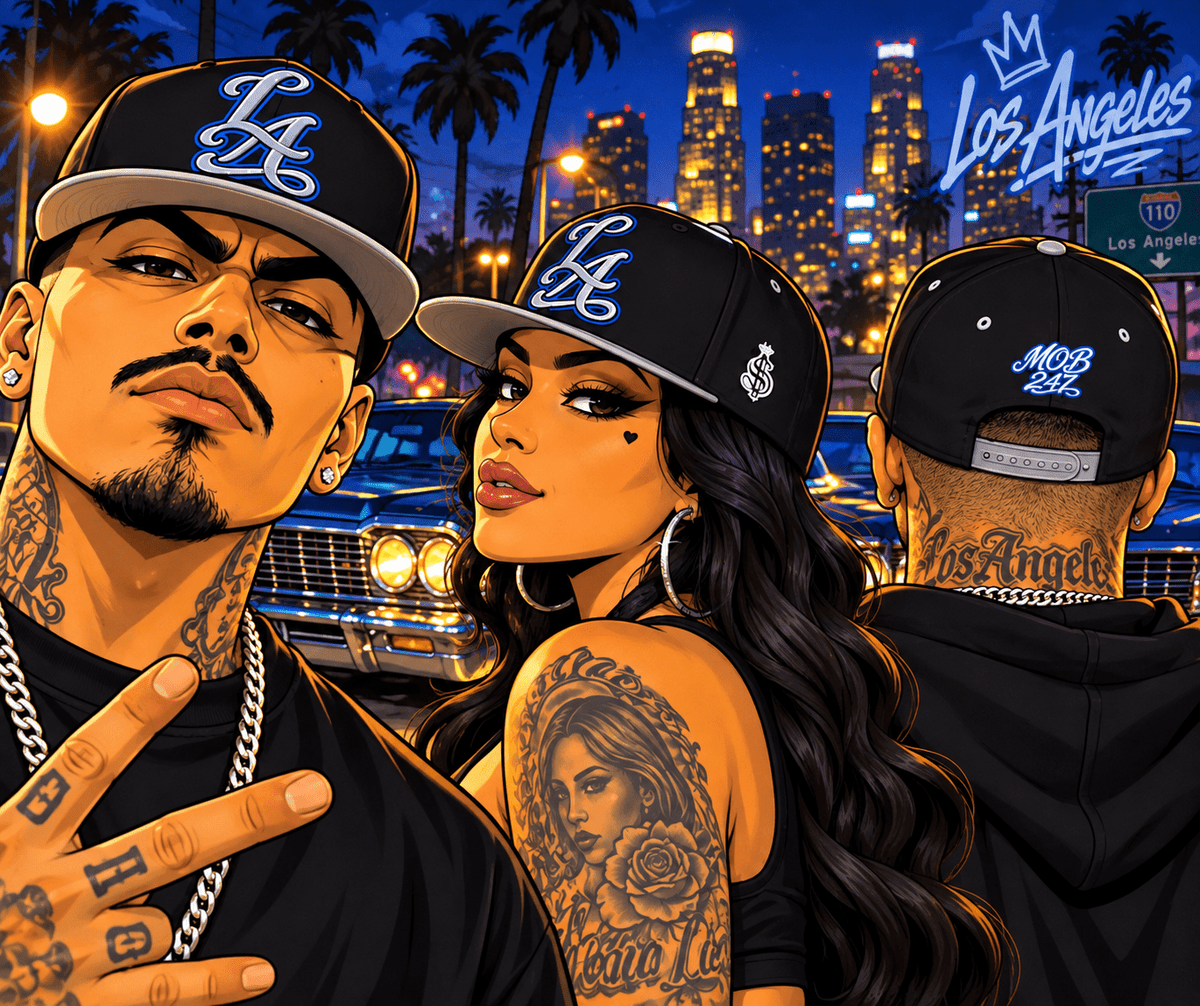 LA MOB 247 Flat Bill Cap - MOB 247 Lifestyle