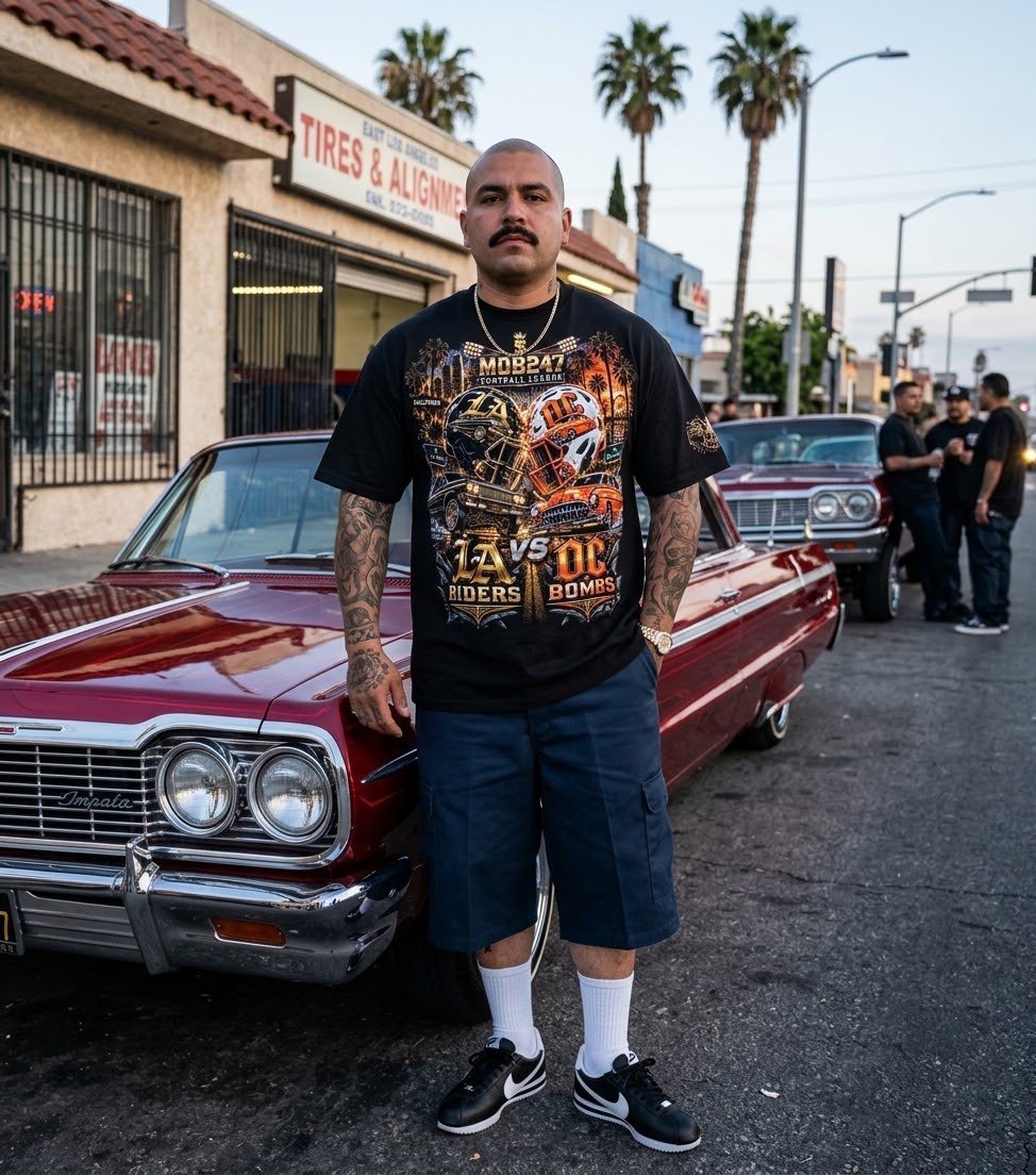 LA Riders vs OC Bombs Football Tee - MOB 247 Lifestyle