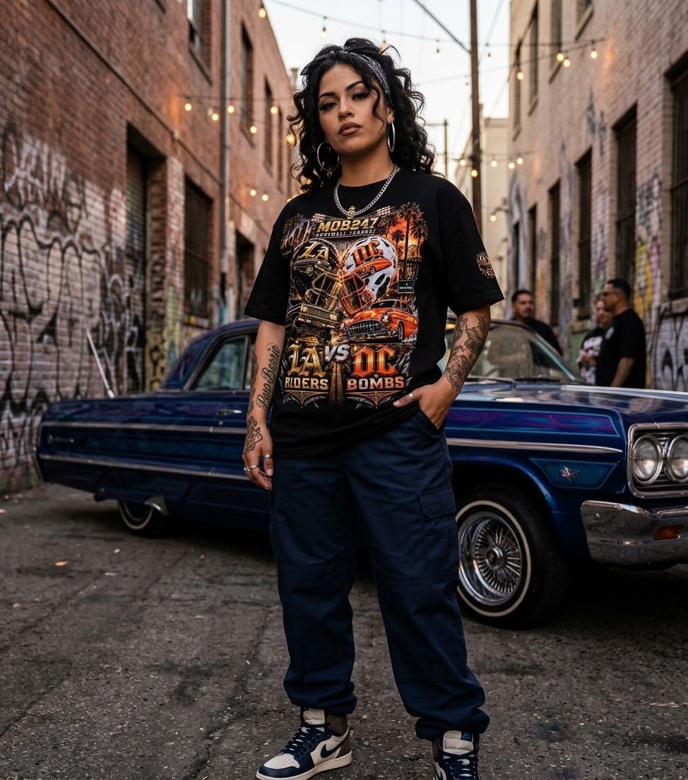 LA Riders vs OC Bombs Football Tee - MOB 247 Lifestyle