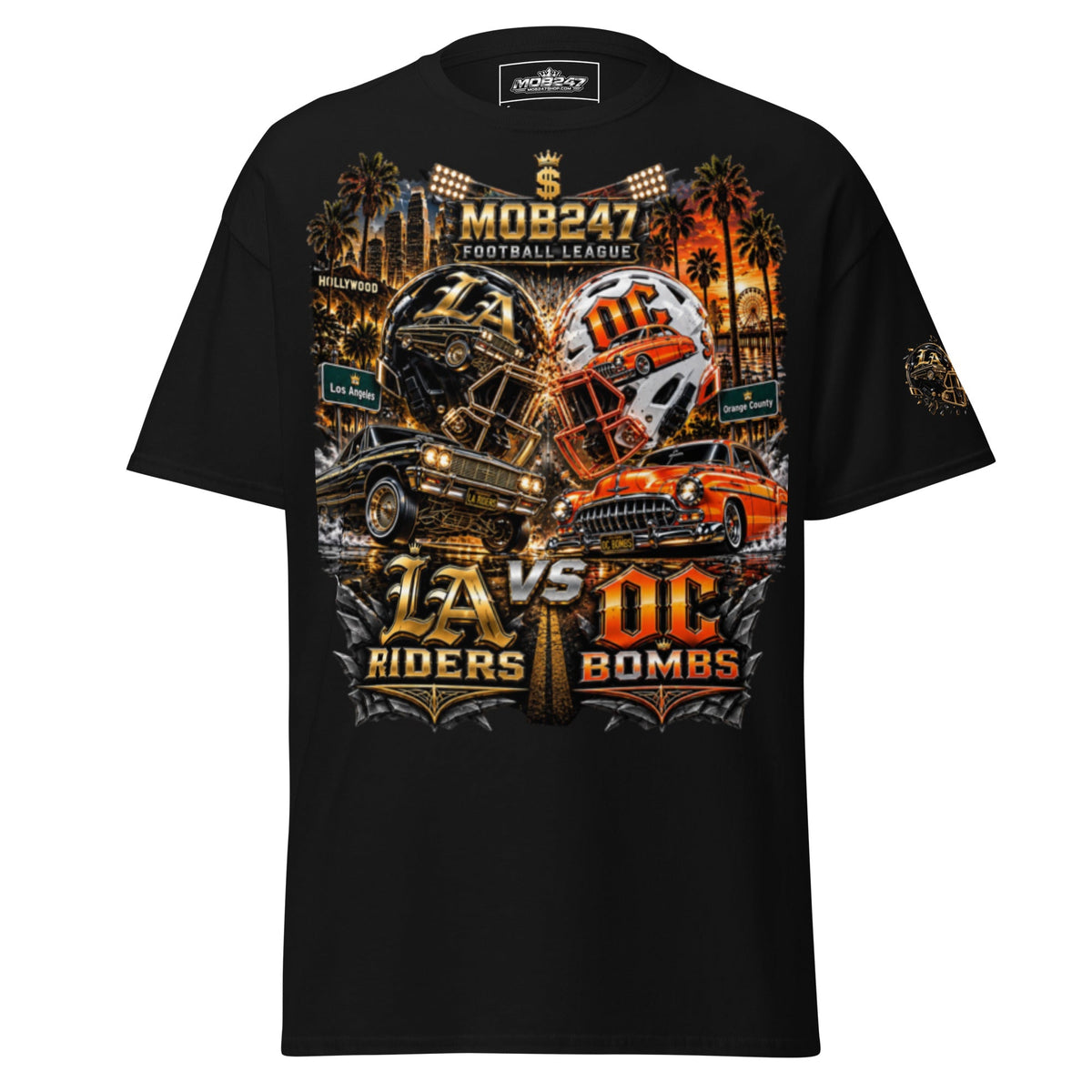 LA Riders vs OC Bombs Football Tee - MOB 247 Lifestyle