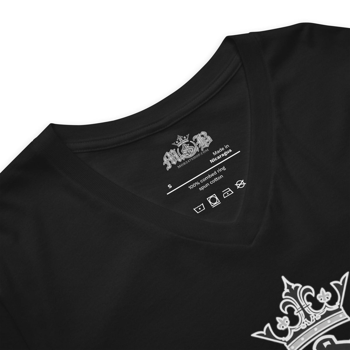 MOB 247 GREY OG LOGO Short Sleeve V-Neck T-Shirt - MOB 247 Lifestyle