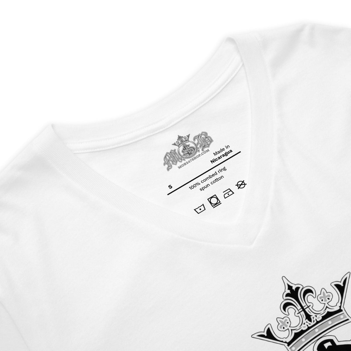 MOB 247 GREY OG LOGO Short Sleeve V-Neck T-Shirt - MOB 247 Lifestyle