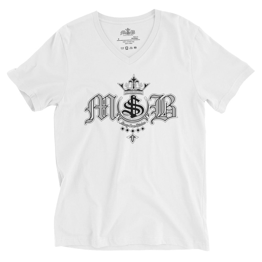 MOB 247 GREY OG LOGO Short Sleeve V-Neck T-Shirt - MOB 247 Lifestyle