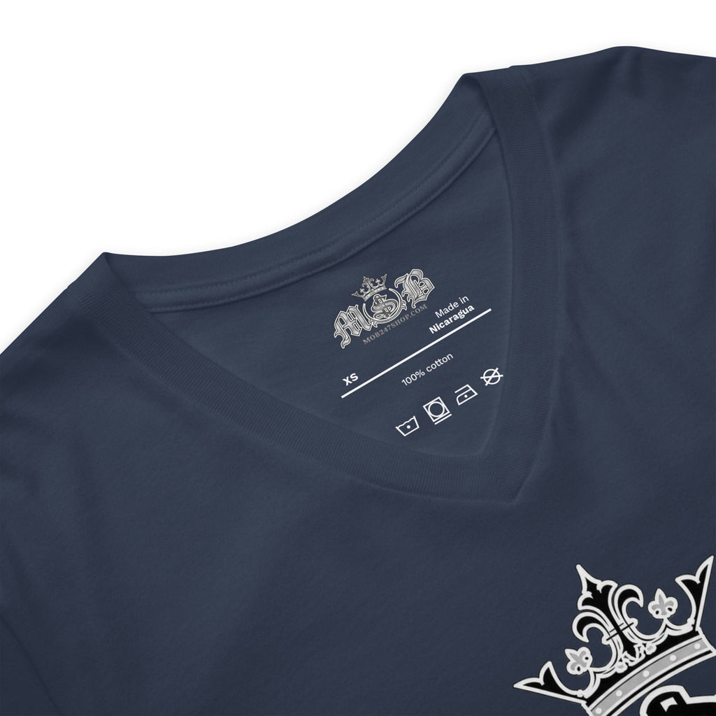 MOB 247 GREY OG LOGO Short Sleeve V-Neck T-Shirt - MOB 247 Lifestyle