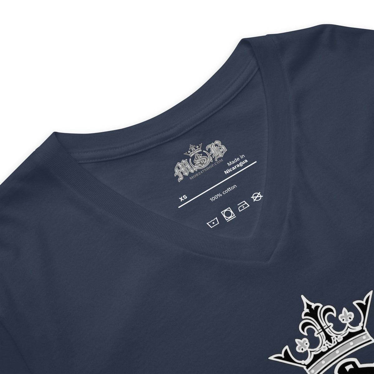 MOB 247 GREY OG LOGO Short Sleeve V-Neck T-Shirt - MOB 247 Lifestyle