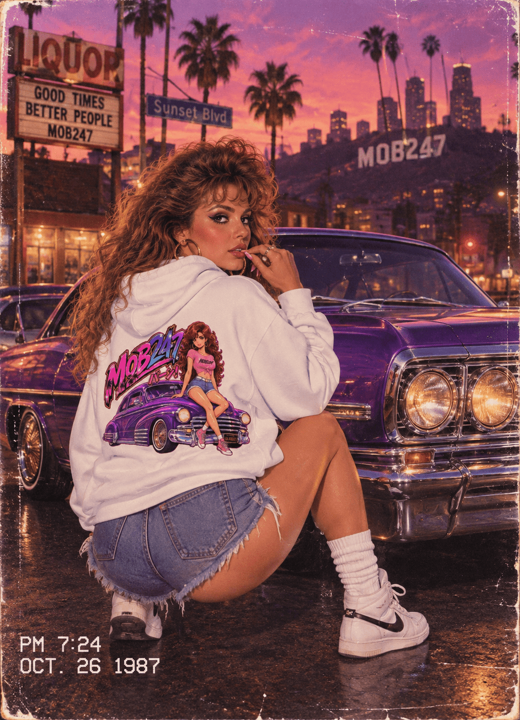 MOB247 80s Flashback White Hoodie - MOB 247 Lifestyle