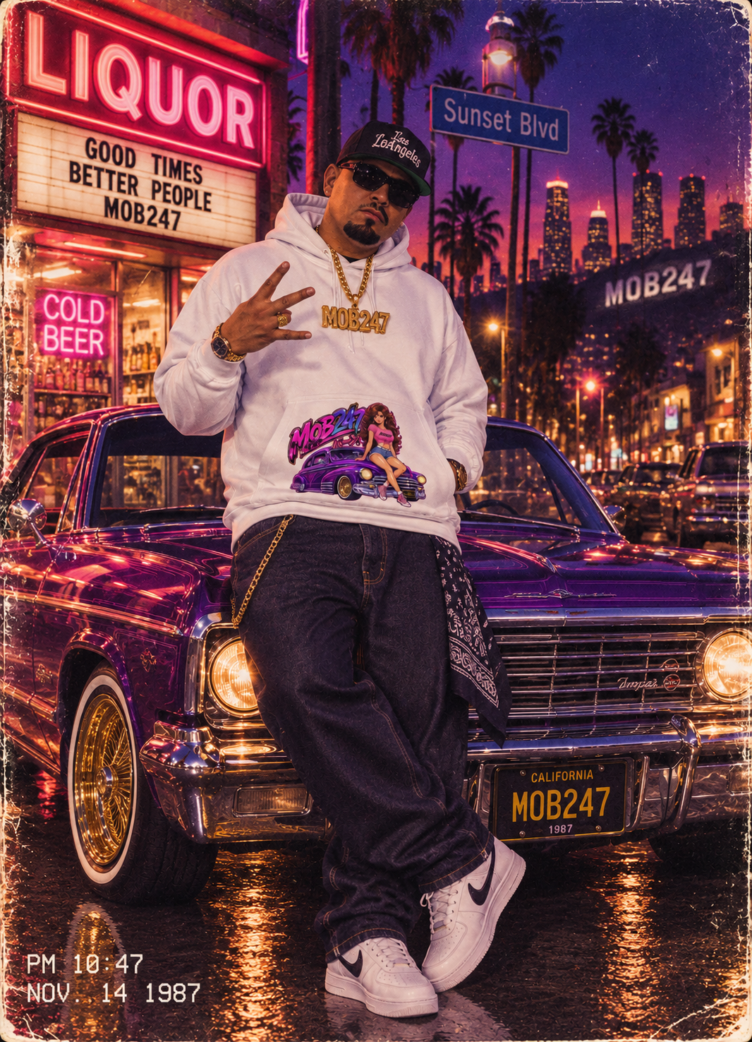 MOB247 80s Flashback White Hoodie - MOB 247 Lifestyle