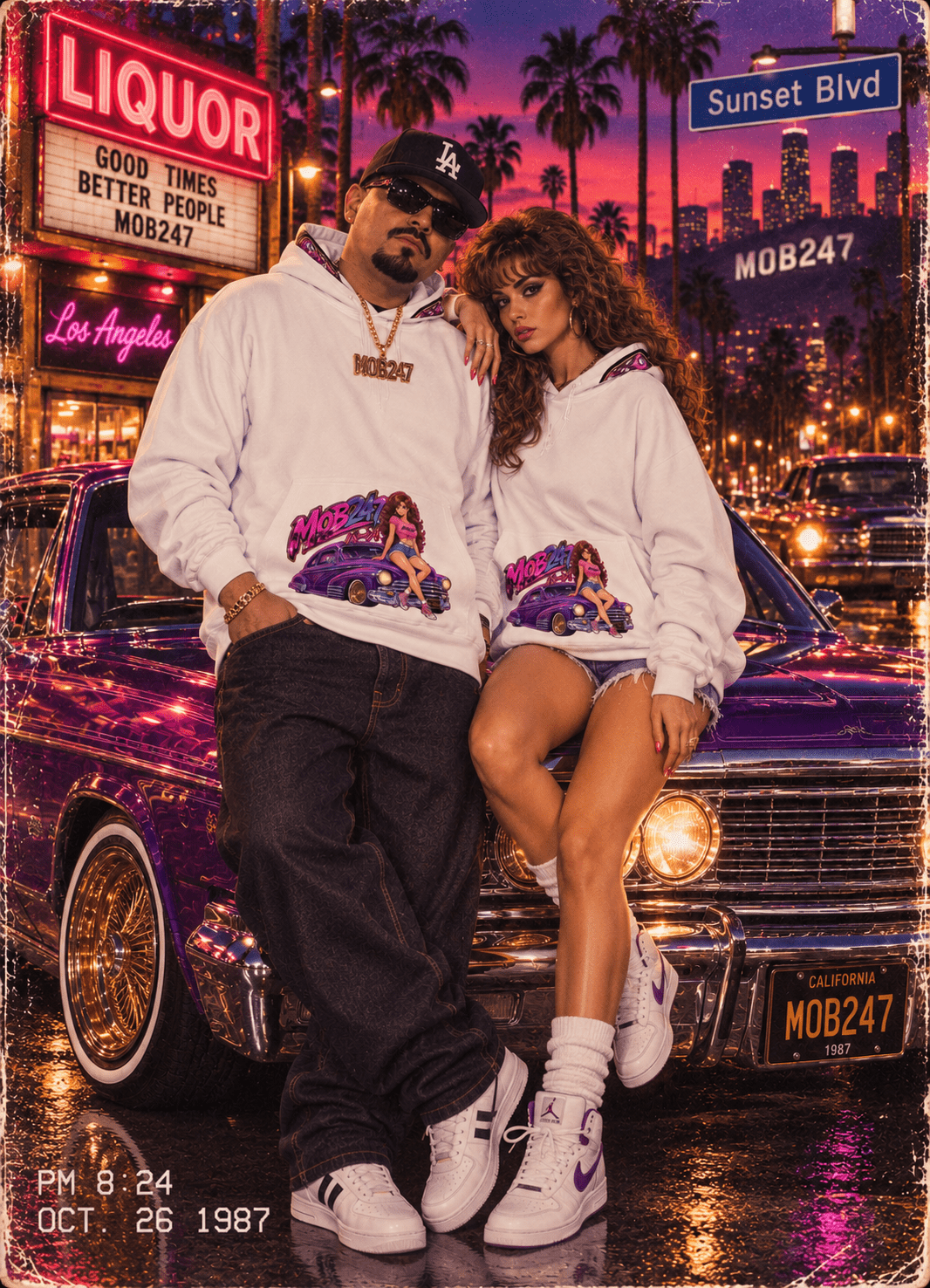 MOB247 80s Flashback White Hoodie - MOB 247 Lifestyle