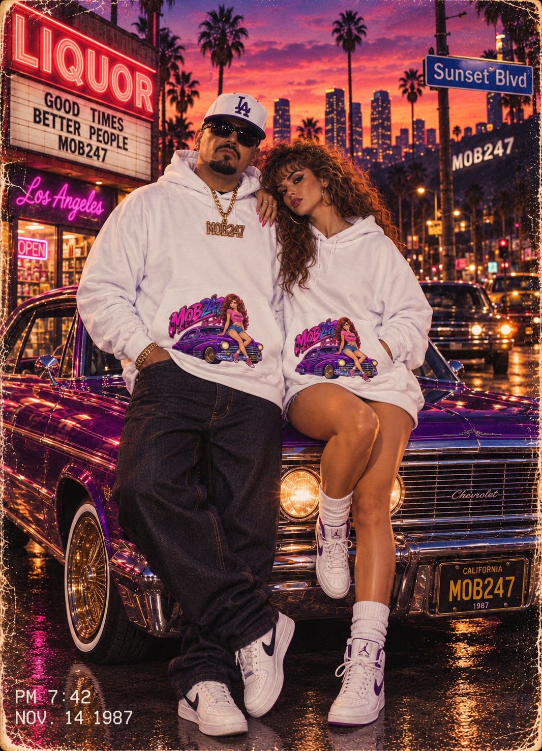MOB247 80s Flashback White Hoodie - MOB 247 Lifestyle
