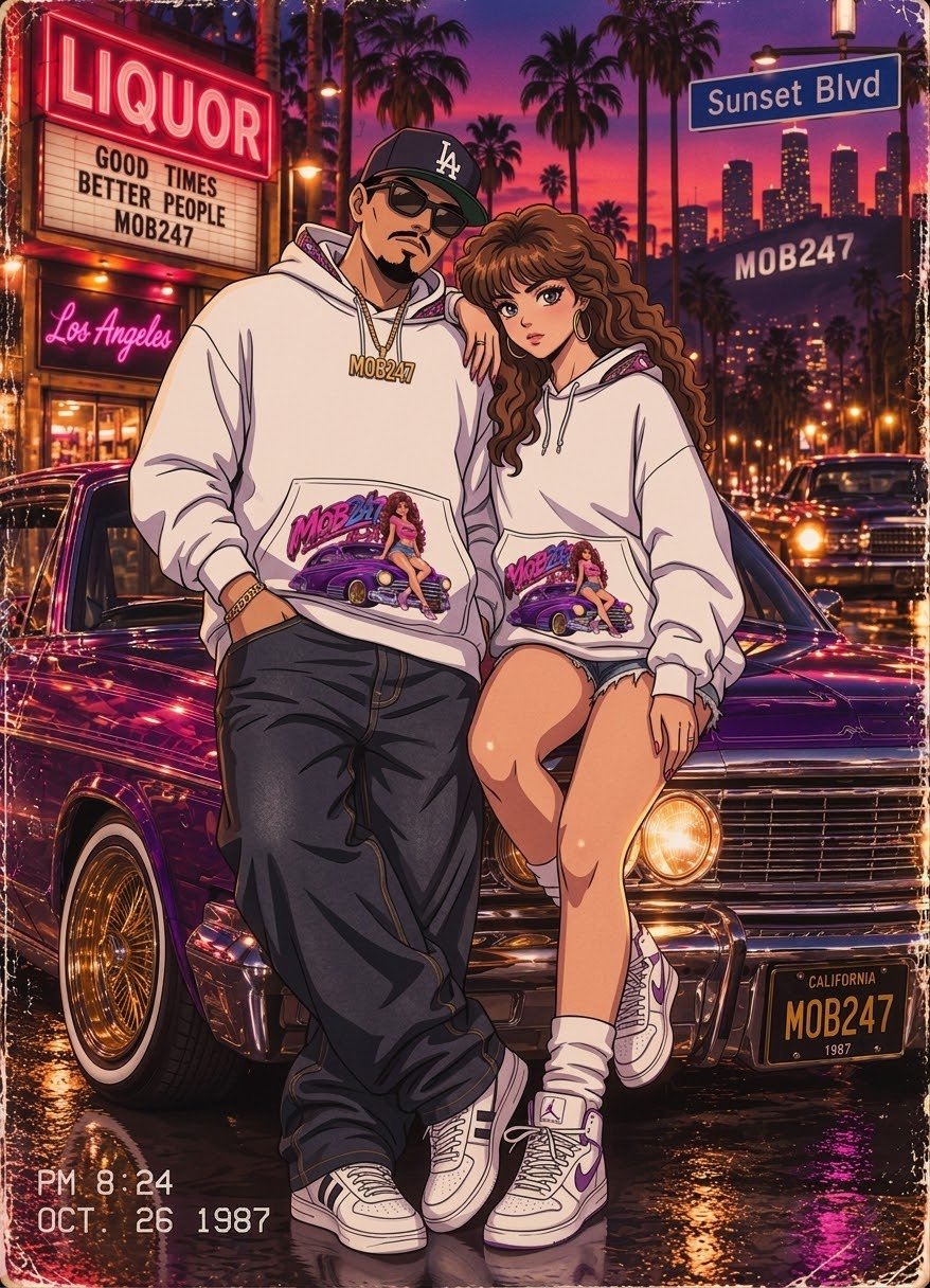 MOB247 80s Flashback White Hoodie - MOB 247 Lifestyle