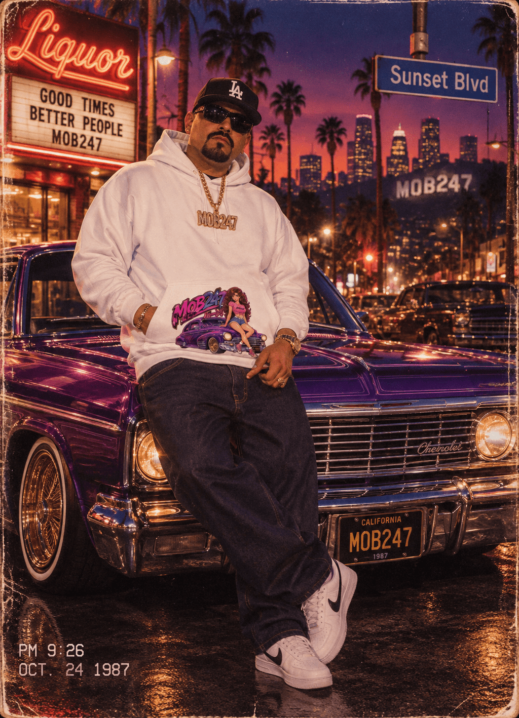 MOB247 80s Flashback White Hoodie - MOB 247 Lifestyle