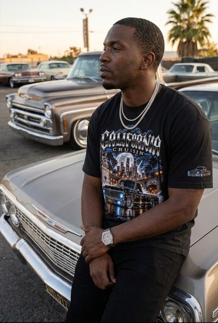 MOB247 California Cruisin Black Tee - MOB 247 Lifestyle