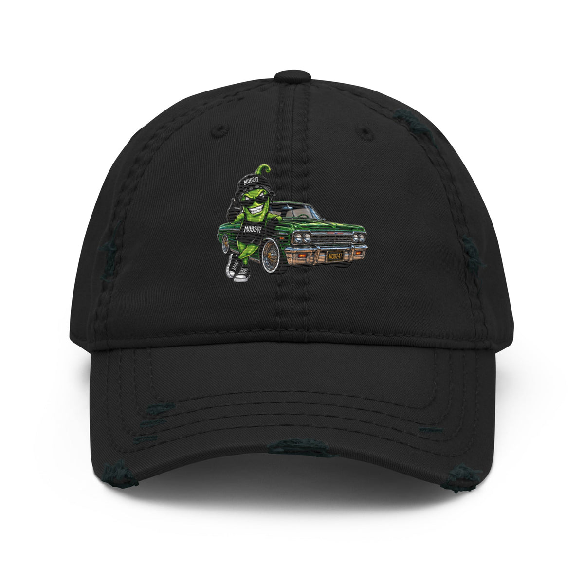 MOB247 Green Chili Lowrider Distressed Dad Hat - MOB 247 Lifestyle