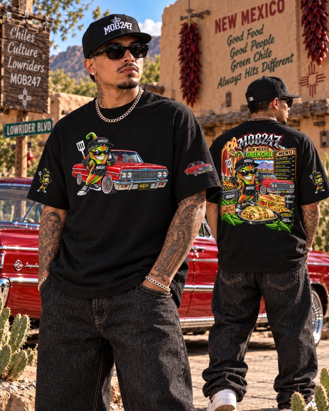 MOB247 New Mexico Hatch Chile x ’63 Impala Streetwear Tee - MOB 247 Lifestyle