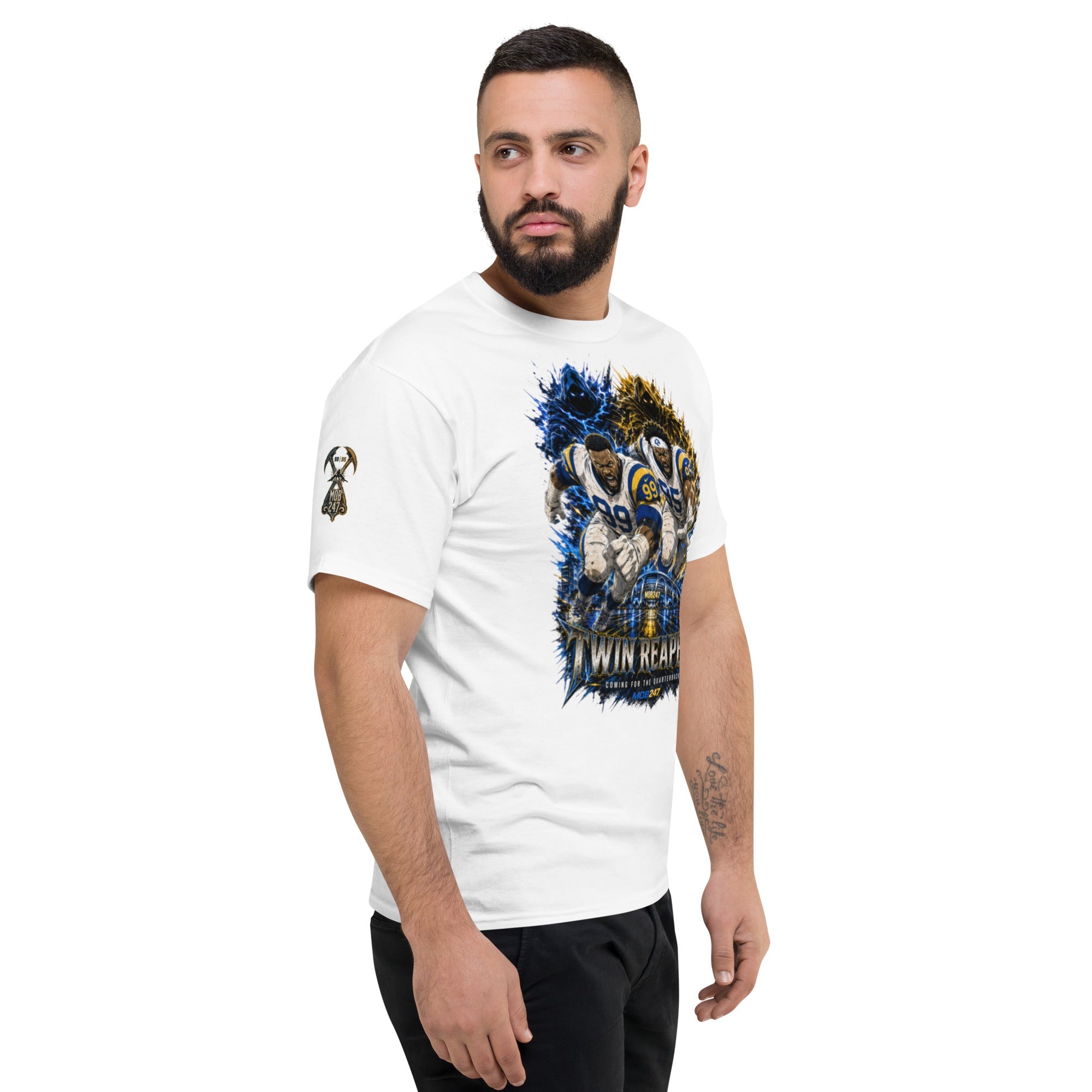 MOB247 Twin Reapers 99/95 Champion Heavyweight T-Shirt - MOB 247 Lifestyle