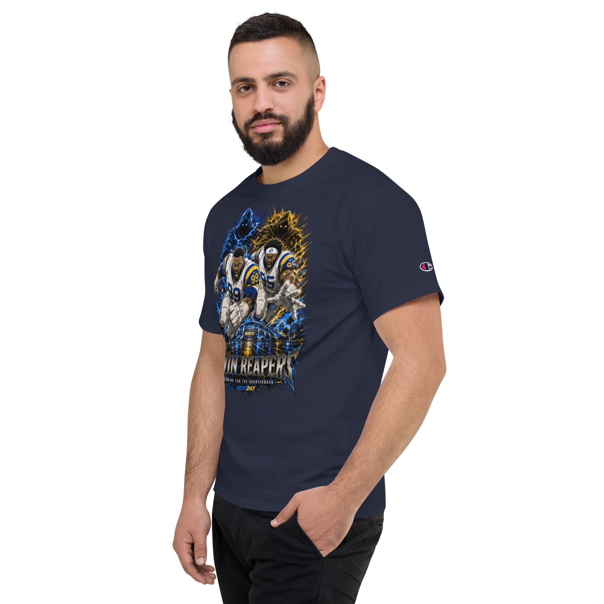 MOB247 Twin Reapers 99/95 Champion Heavyweight T-Shirt - MOB 247 Lifestyle