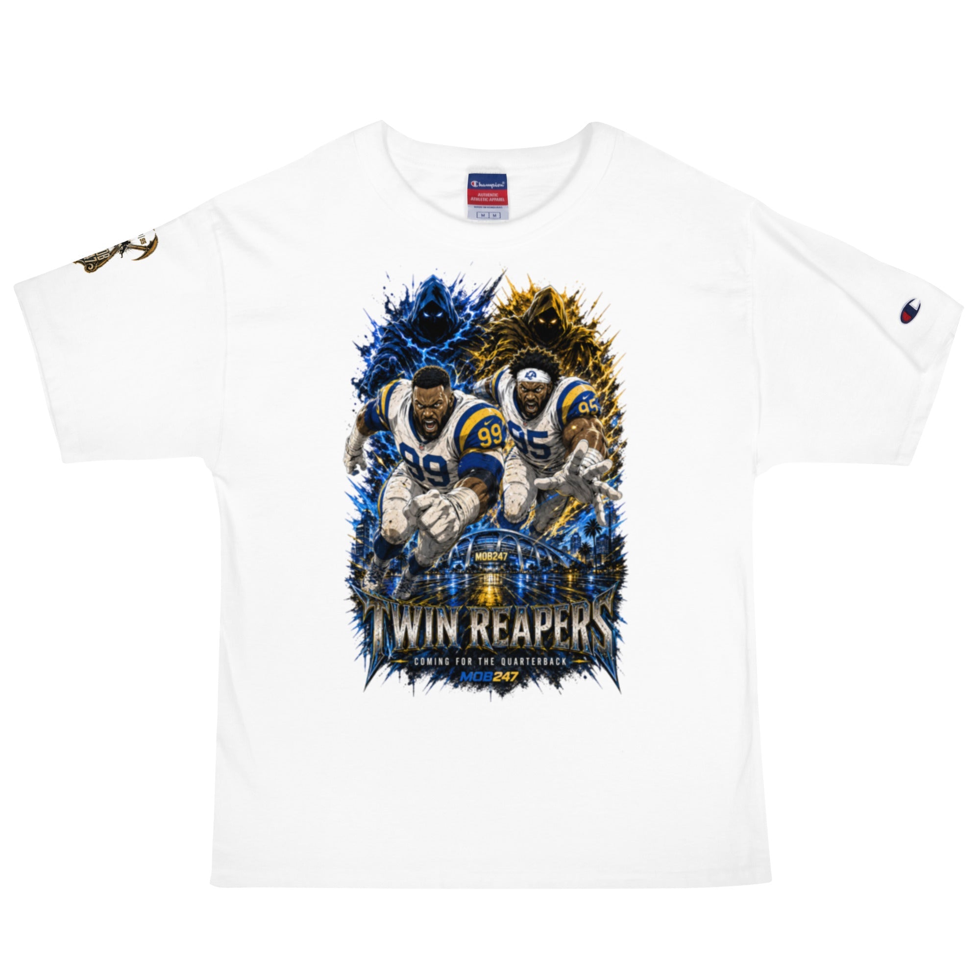 MOB247 Twin Reapers 99/95 Champion Heavyweight T-Shirt - MOB 247 Lifestyle