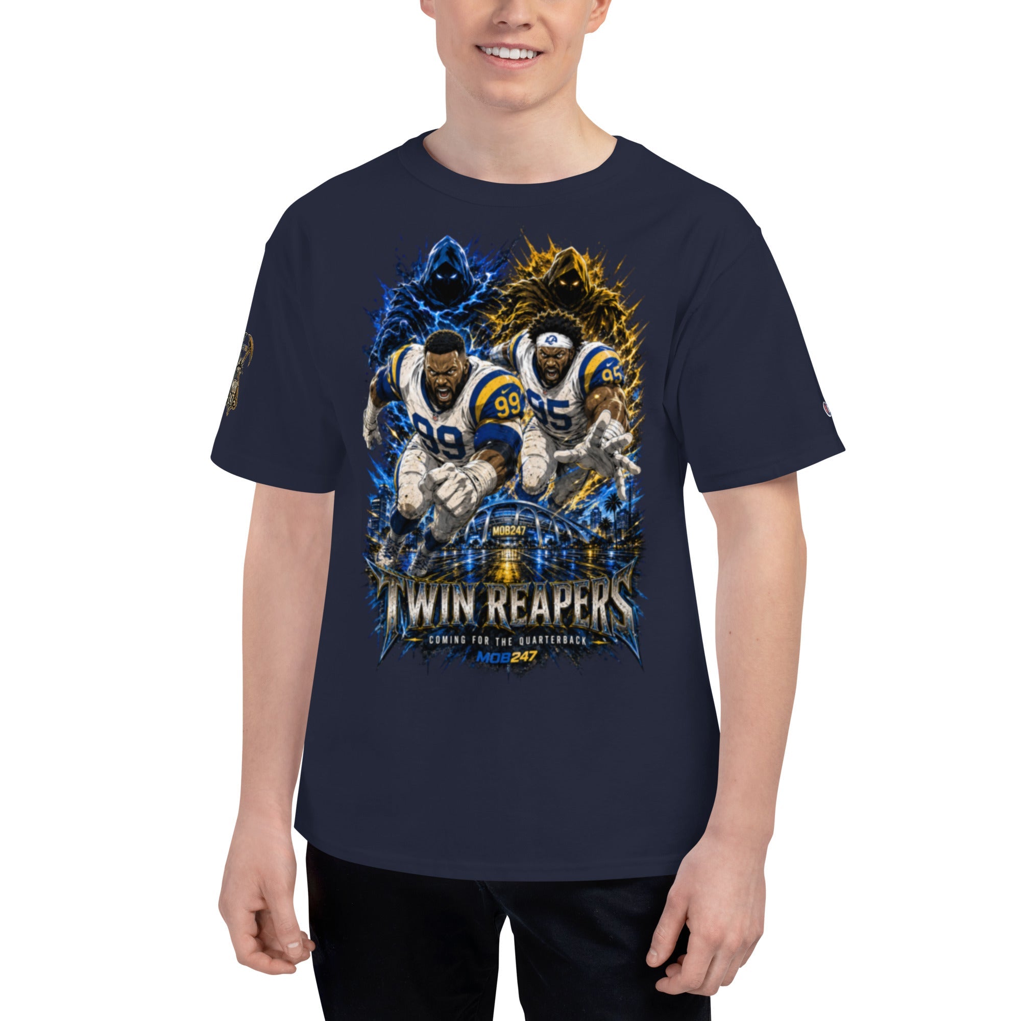 MOB247 Twin Reapers 99/95 Champion Heavyweight T-Shirt - MOB 247 Lifestyle
