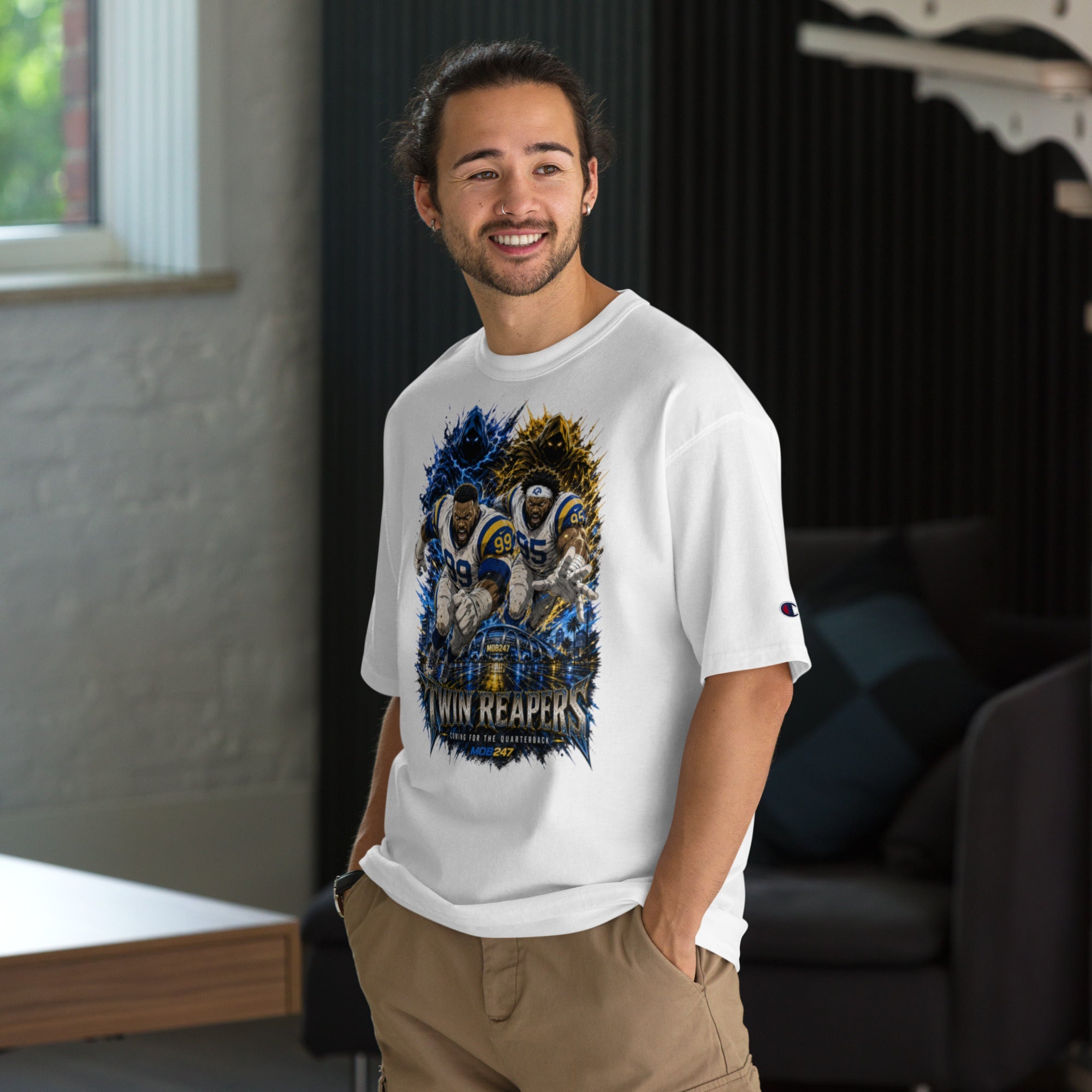 MOB247 Twin Reapers 99/95 Champion Heavyweight T-Shirt - MOB 247 Lifestyle