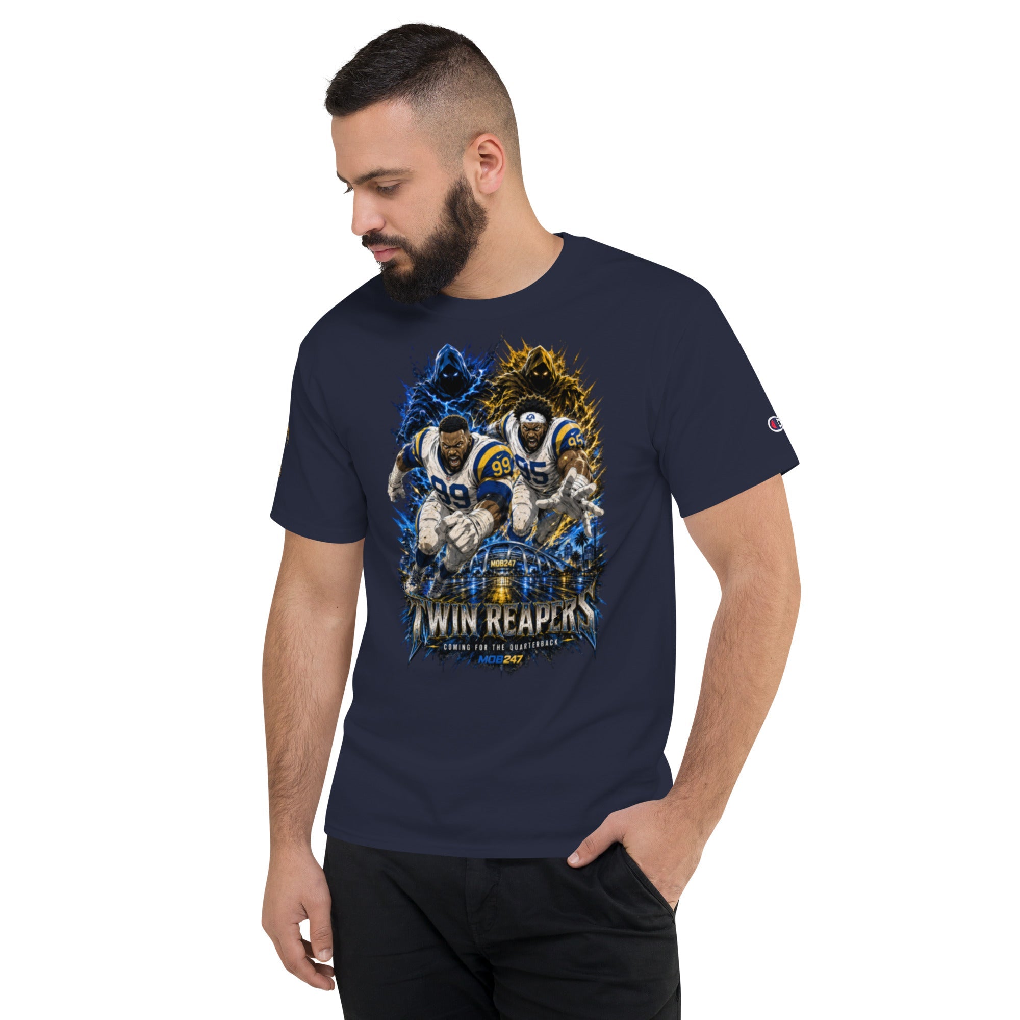 MOB247 Twin Reapers 99/95 Champion Heavyweight T-Shirt - MOB 247 Lifestyle