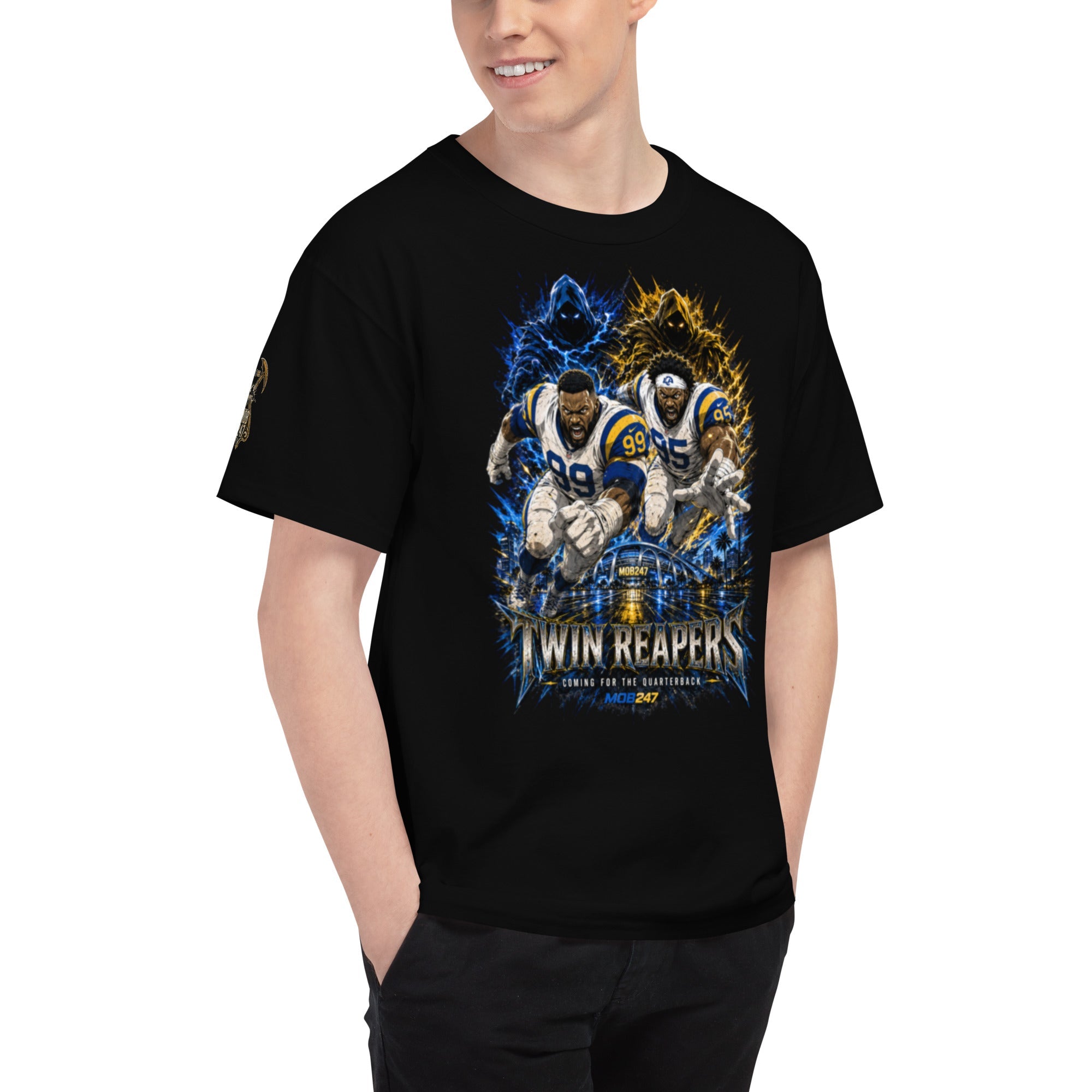 MOB247 Twin Reapers 99/95 Champion Heavyweight T-Shirt - MOB 247 Lifestyle