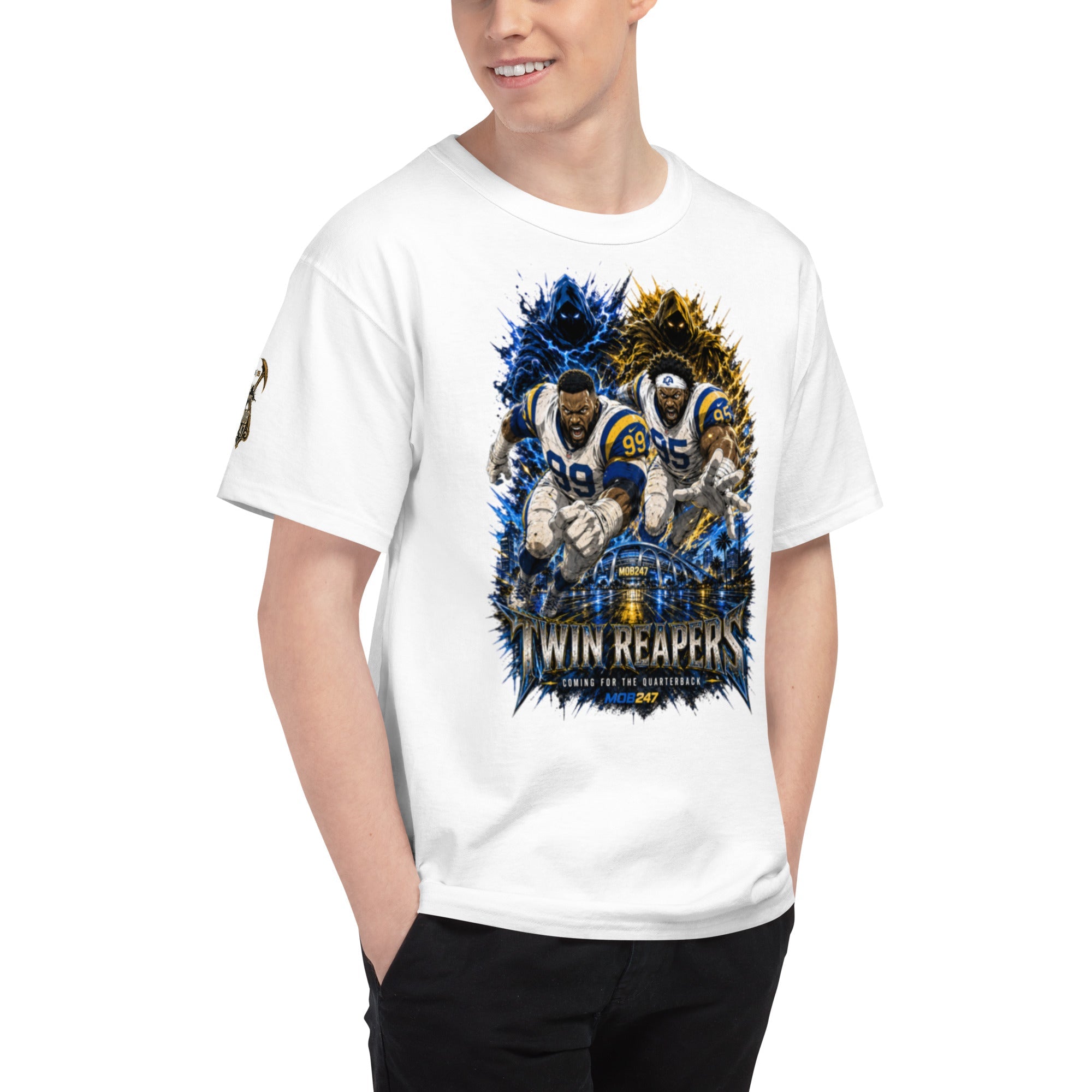 MOB247 Twin Reapers 99/95 Champion Heavyweight T-Shirt - MOB 247 Lifestyle