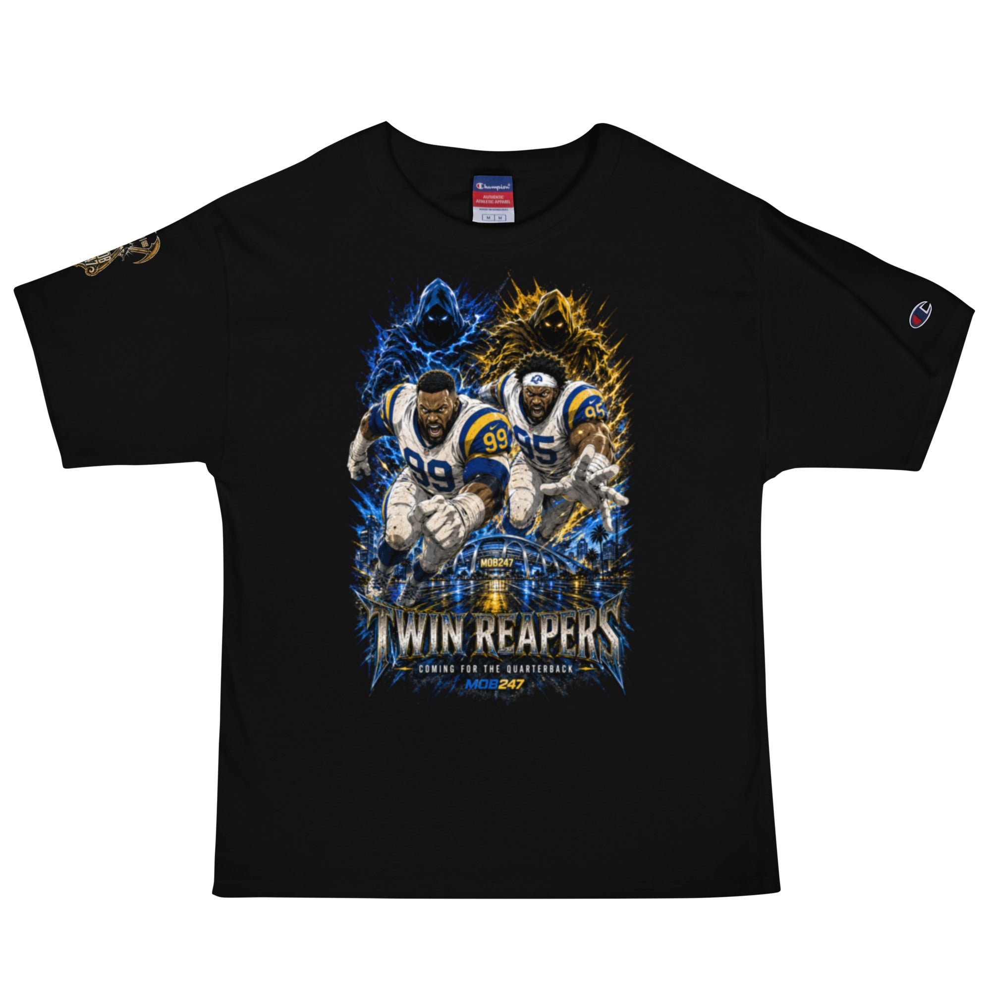 MOB247 Twin Reapers 99/95 Champion Heavyweight T-Shirt - MOB 247 Lifestyle