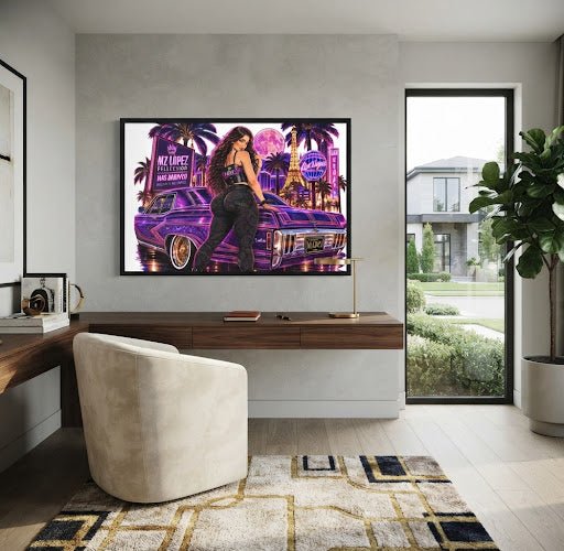 Mz. Lopez 70s Impala Framed poster - MOB 247 Lifestyle