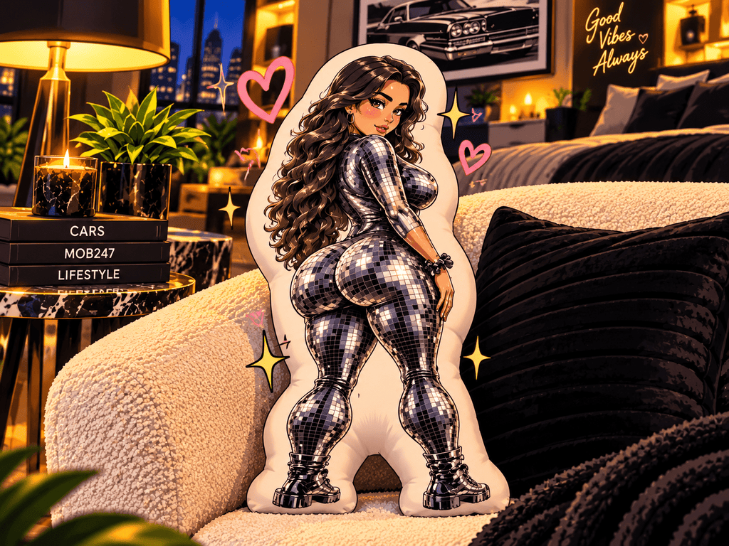 Mz Lopez Chrome Custom Shape Pillow - MOB 247 Lifestyle