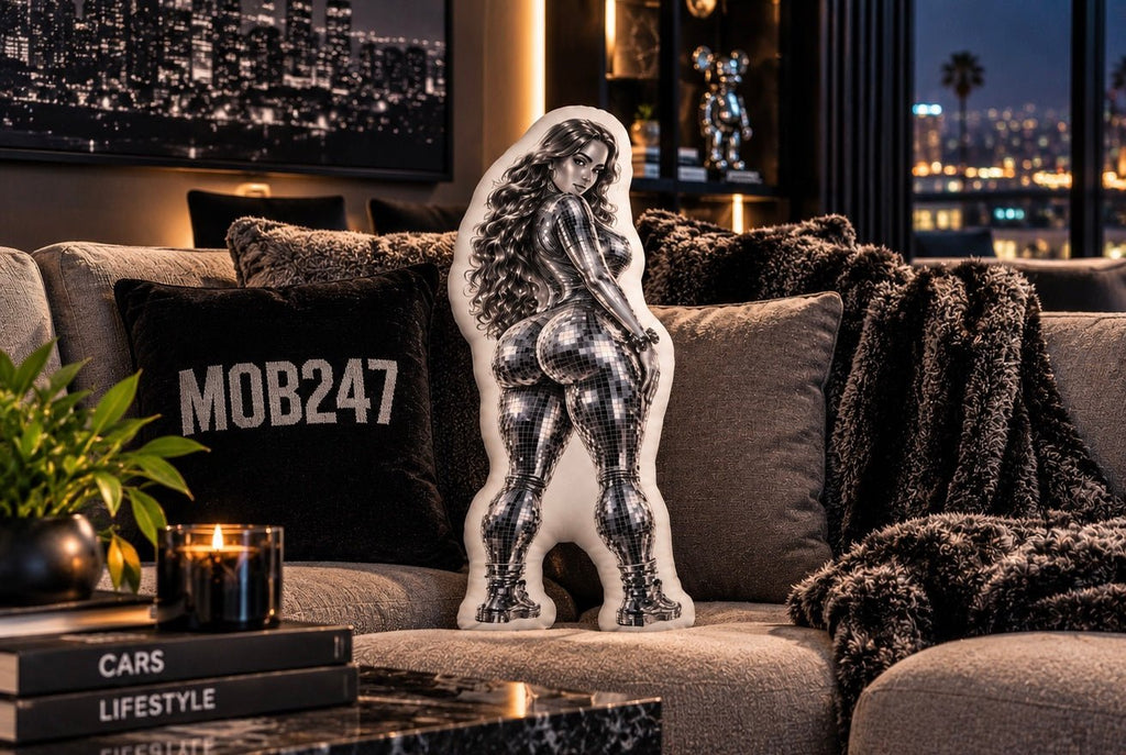 Mz Lopez Chrome Custom Shape Pillow - MOB 247 Lifestyle