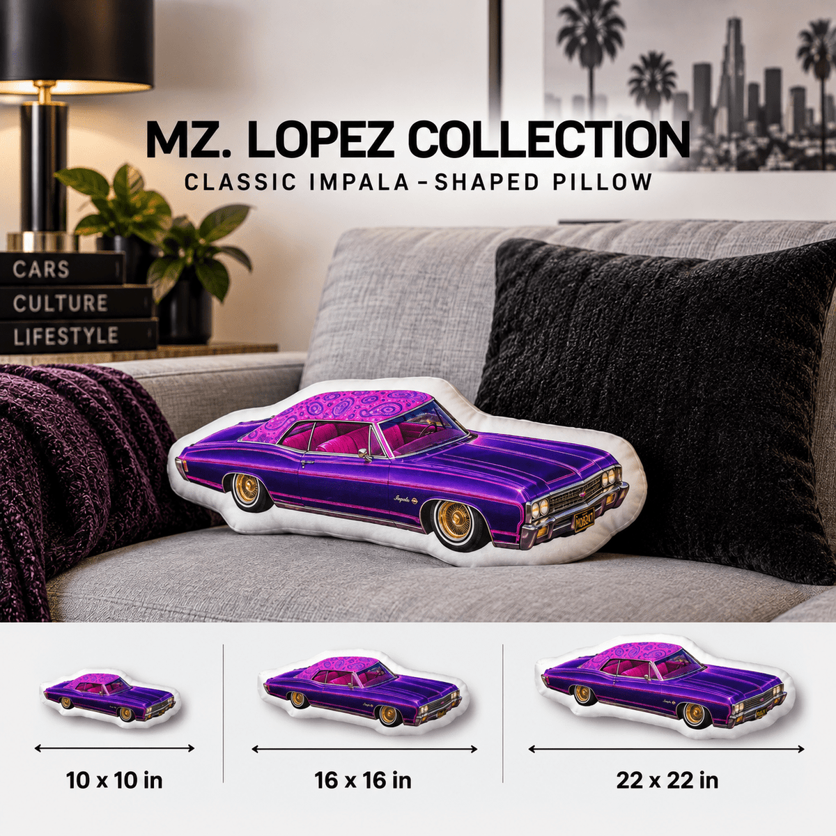 Mz. Lopez Collection Classic Impala -shaped pillow - MOB 247 Lifestyle