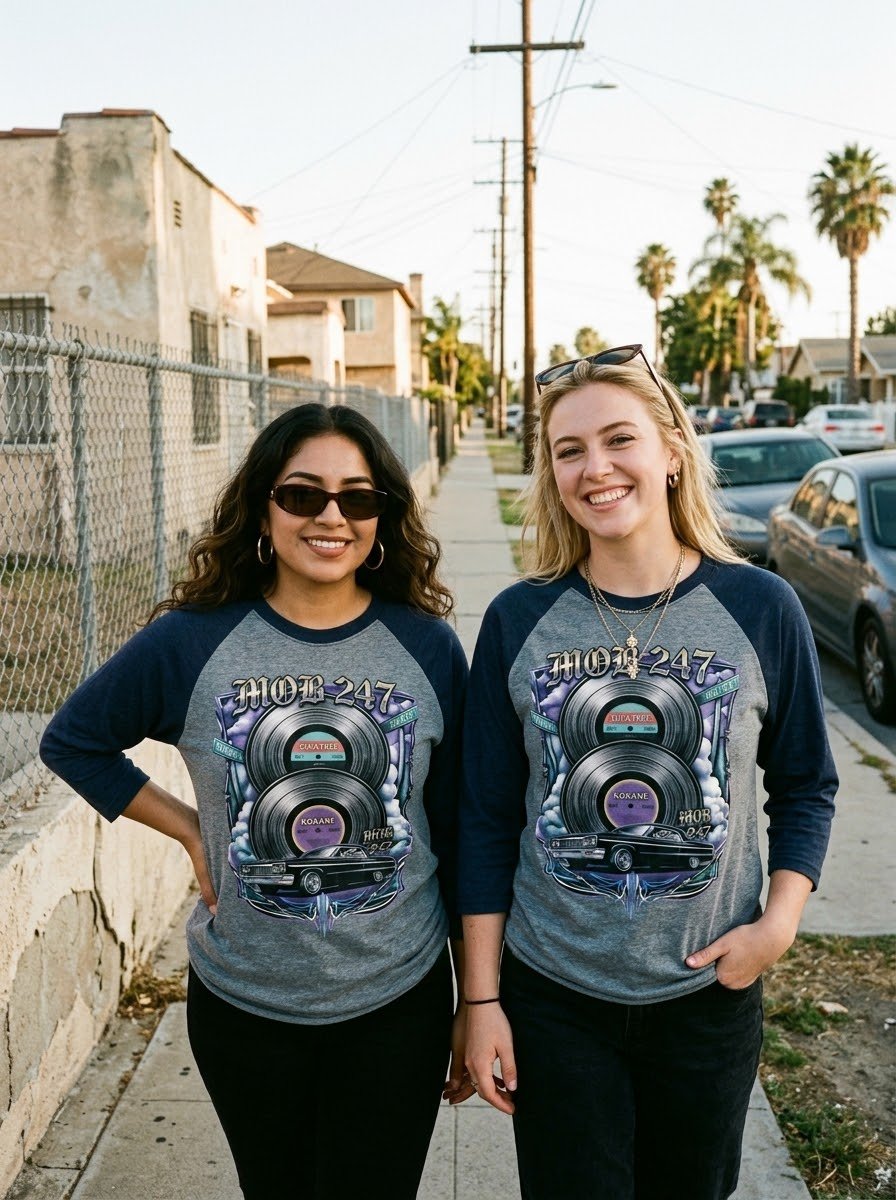 Suga Free x Kokane Lowrider 3/4 Sleeve Tee - MOB 247 Lifestyle