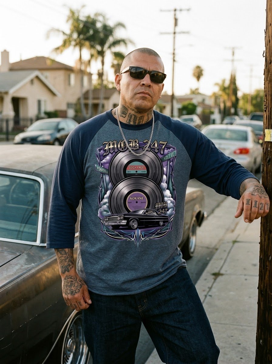 Suga Free x Kokane Lowrider 3/4 Sleeve Tee - MOB 247 Lifestyle